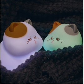 Greedy Cat Night Light Desktop Cartoon Pet Creative Night Light Bedhead Soft Light Setting Time tapping light