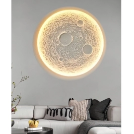Moon gypsum lamp embedded borderless living room, bedroom, bedside, simple artistic atmosphere, background wall, indoor wall lamp