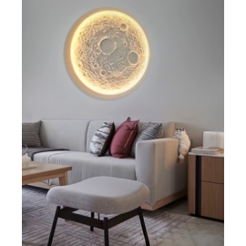 Moon gypsum lamp embedded borderless living room, bedroom, bedside, simple artistic atmosphere, background wall, indoor wall lamp