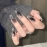 French style wearing nail, dark spicy girl, ins style, silver moon star nail art piece, fake nail, medium long ballet nail