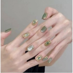 Green Buchirati grape green diamond French pure handmade wearable nail art pieces with high-end temperament